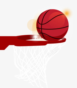 手绘篮球篮筐红色矢量图素材