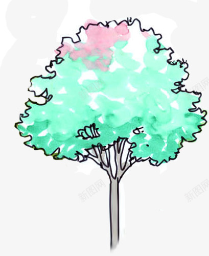 手绘绿色水墨大树png免抠素材_88icon https://88icon.com 大树 水墨 绿色