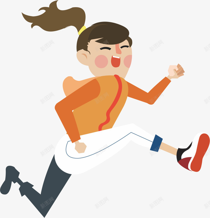 跑步的女生矢量图ai免抠素材_88icon https://88icon.com 卡通 晨跑 运动 锻炼 矢量图