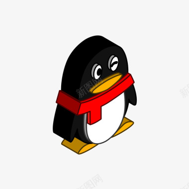 腾讯企鹅黑色立体qq卡通图标图标