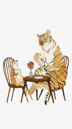 老虎装饰画免抠猫和老虎高清图片