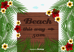 夏威夷海滩风情指示牌素材