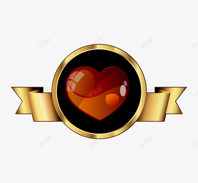 金色条幅的心矢量图eps免抠素材_88icon https://88icon.com 奢华 情人节 节日 黑色 矢量图
