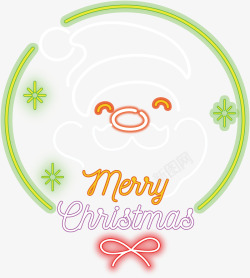 发光圣诞老人彩色霓虹线条圣诞边框矢量图高清图片