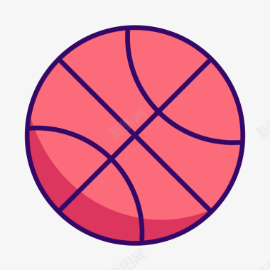 手绘篮球徽章彩色手绘圆弧篮球元素矢量图图标图标