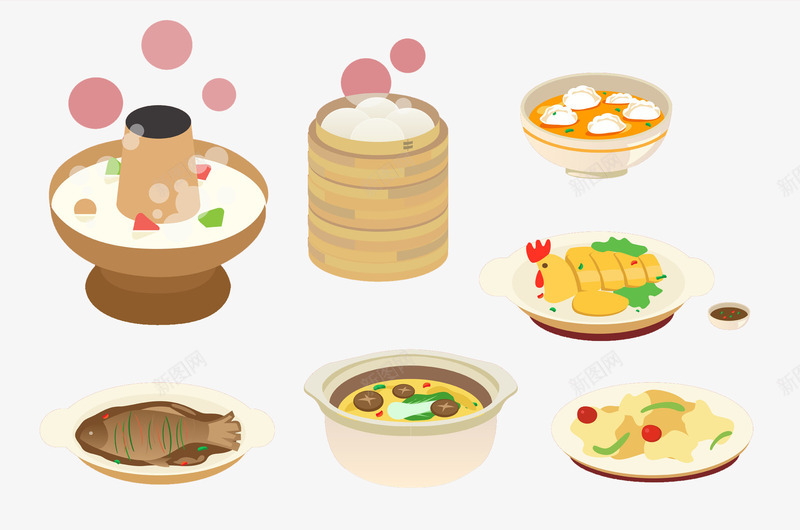 手绘丰盛年夜饭图png免抠素材_88icon https://88icon.com 丰盛的 卡通 团圆 场景 年夜饭 火锅 聚餐