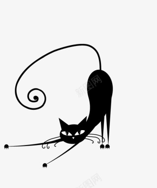 卡通可爱黑色小猫咪图标图标