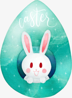儿童玩具兔子绿色彩蛋水彩手绘复活节彩蛋兔子高清图片