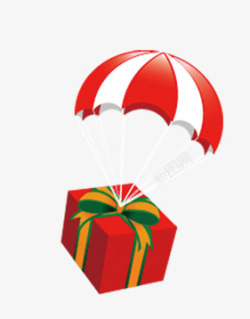 红色降落伞降落伞礼盒高清图片