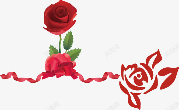 平铺玫瑰花图标图标