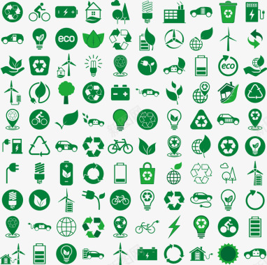 绿色能源图标绿色环保标识矢量图图标图标