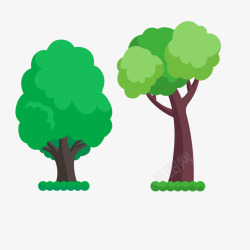 绿色防护林木手绘水彩卡通树木素矢量图素材