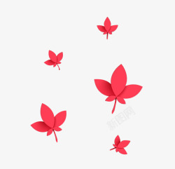 红色立体漂浮枫叶素材