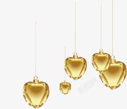 金色心形吊饰发光装饰元素素材