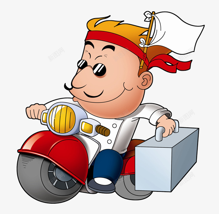 骑着摩托车的男人png免抠素材_88icon https://88icon.com 卡通 帅气的 快速的 手绘 送货员 配送员