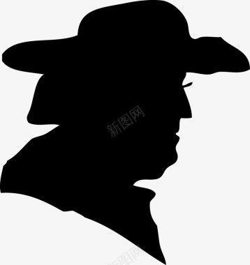 帽子雪人戴着帽子的男人头部剪影图标图标