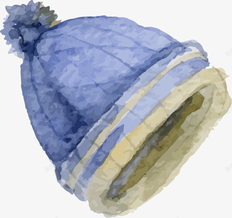 儿童帽子png免抠素材_88icon https://88icon.com 儿童 冬季 帽子 毛毛球 毛线 水墨 水彩 蓝色的