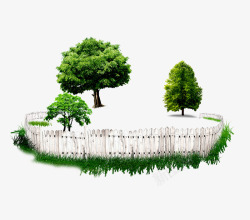 篱笆大树素材
