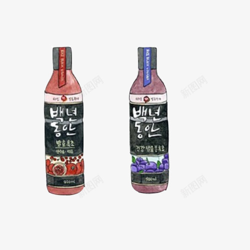 韩国水果饮料手绘画片png免抠素材_88icon https://88icon.com 水彩画 番茄味 紫色 红色 蓝莓味 韩国饮品 饮料