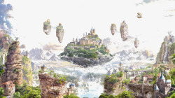漂浮的城堡漂浮的山和城堡高清图片