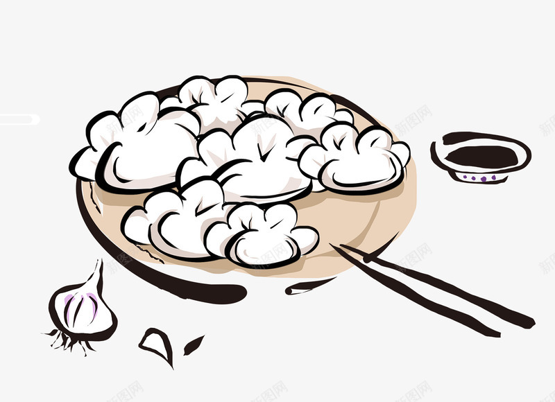 年夜饭盘子里的饺子psd免抠素材_88icon https://88icon.com 免抠饺子 年夜饭 水彩饺子 的饺子 盘子里 筷子 蒜 蘸酱 饺子简笔