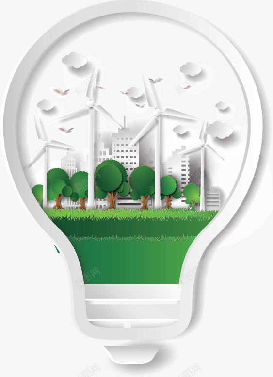 创意环保图案png免抠素材_88icon https://88icon.com PPT元素 创意灯泡 树 灯泡 环保 环境 绿色 绿色能源 风力发电 风筝