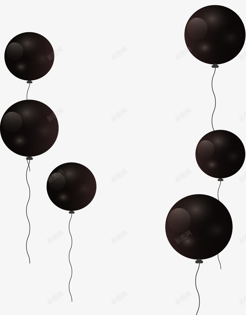 漂浮的黑色气球矢量图ai免抠素材_88icon https://88icon.com 气球 矢量png 黑五 黑五促销 黑色星期五 黑色气球 矢量图