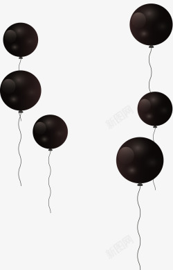黑五促销漂浮的黑色气球矢量图高清图片