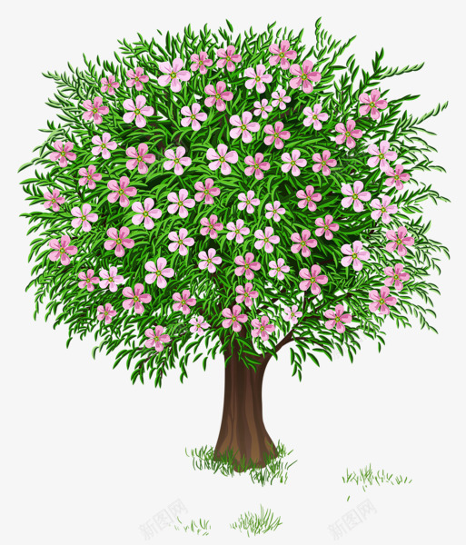 卡通开满鲜花的树png免抠素材_88icon https://88icon.com 卡通树 大树 鲜花
