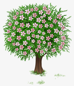卡通开满鲜花的树素材