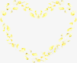 黄色唯美飘浮花瓣爱心素材