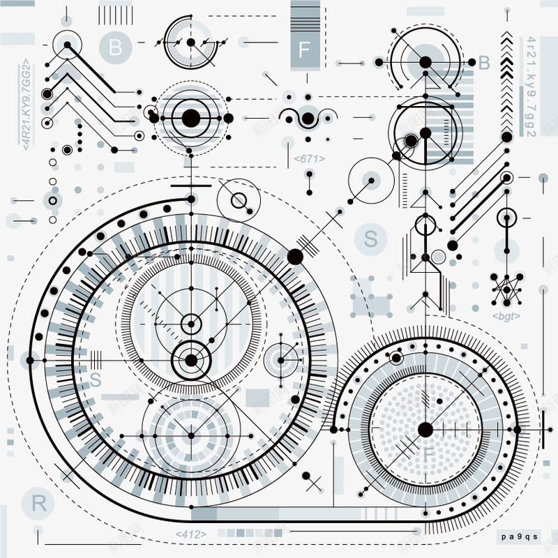 个性工程机械图纸png免抠素材_88icon https://88icon.com 圆圈 工程图 机械 科技 线条