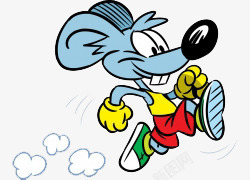 卡通手绘跑步的小老鼠素材