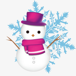 带着紫色帽子的雪人素材