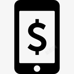 钱的象征美元符号在平板电脑或手机屏幕图标高清图片