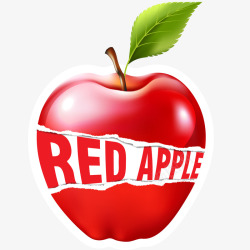 红苹果创意贴纸插画矢量图素材