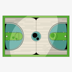 绿色卡通篮球场素材
