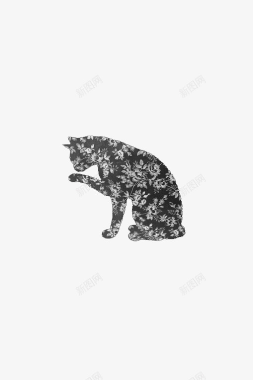 舔爪子的小猫png免抠素材_88icon https://88icon.com 剪影 卡通 手绘