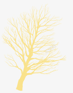 黄色大树剪影装饰图案素材