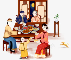 春节家庭幸福团圆饭素材