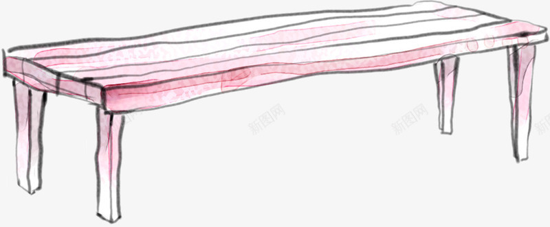 手绘水墨长椅png免抠素材_88icon https://88icon.com 卡通木椅 可爱长椅 手绘椅子