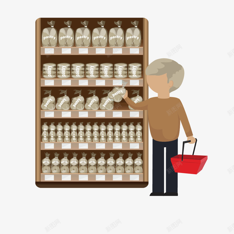 展示柜购物的人矢量图ai免抠素材_88icon https://88icon.com 日常生活 超市 食品 矢量图