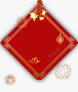 红色背景中国风菱形新春装饰素材