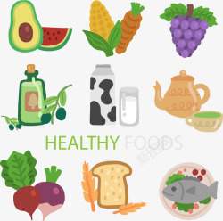 蔬菜水果健康饮食矢量图素材
