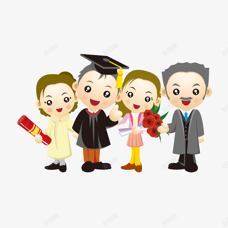 卡通毕业照学生们psd免抠素材_88icon https://88icon.com 卡通 学生们 毕业 毕业照