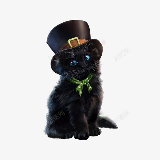 黑色猫咪png免抠素材_88icon https://88icon.com 可爱猫咪 宠物猫 小猫咪 猫咪插画 黑色礼帽
