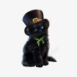 黑色礼帽黑色猫咪高清图片