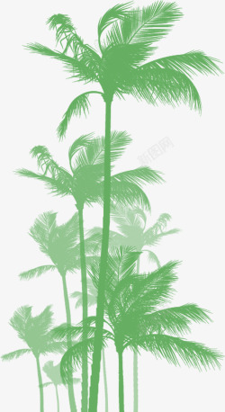 扁平手绘绿色的大树棕榈树大树素材