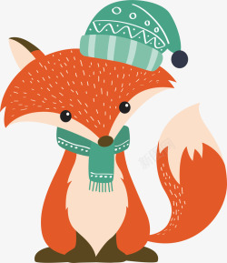 暖冬可爱的小狐狸矢量图素材