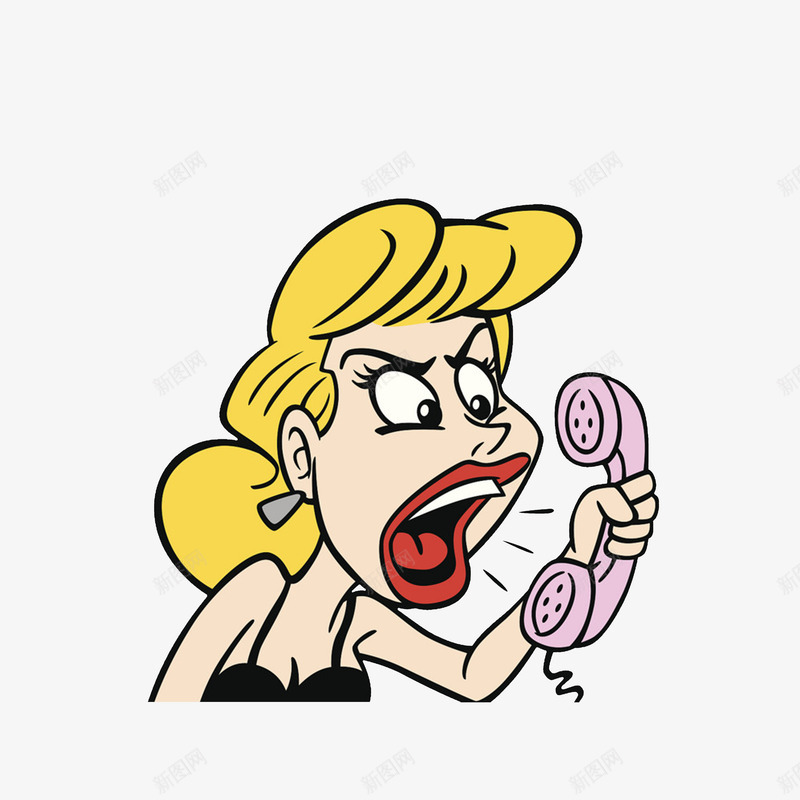 卡通抓着电话咆哮的女士png免抠素材_88icon https://88icon.com 咆哮的女士 抓东西 抓着电话 生气的女士